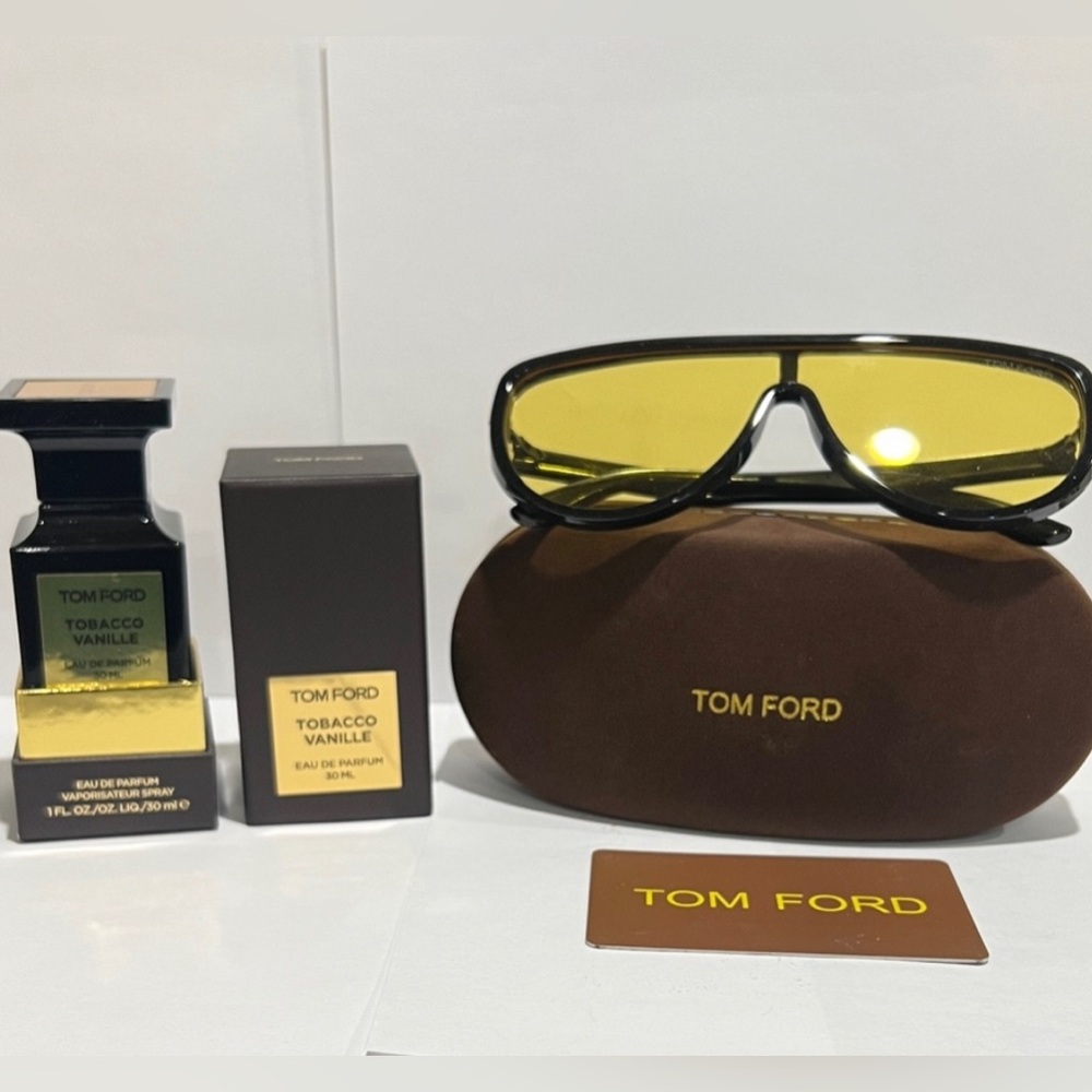 Lot of Tobacco Vanille 1FL & Ford Yellow Lens Sunglasses with Brown w/Case & Box